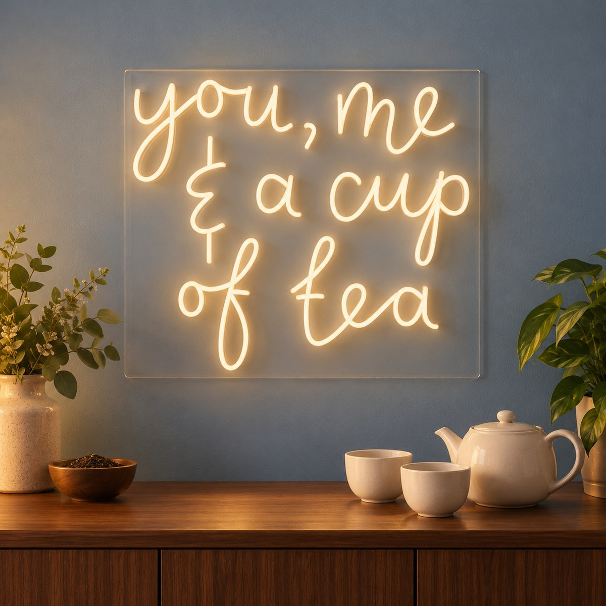 You, Me & a Cup of Tea LED Neon Sign - advertising view