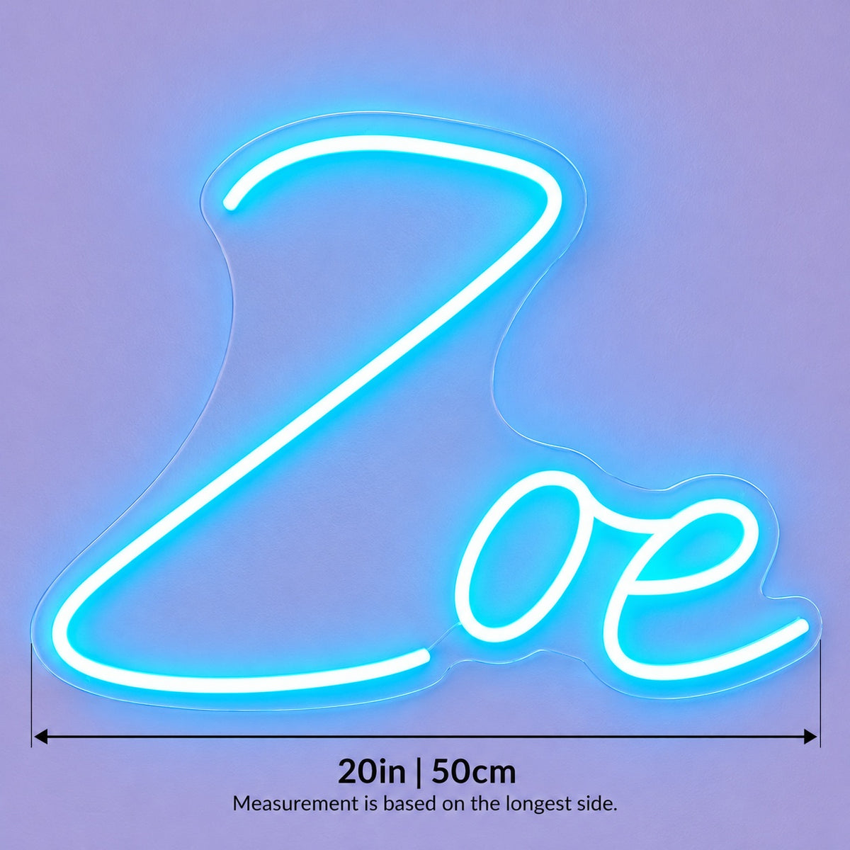 Zoe LED Neon Sign - size guide