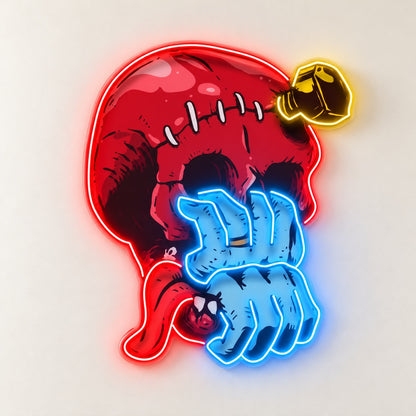 Zombie Skull Hand LED Neon Sign - natural light view