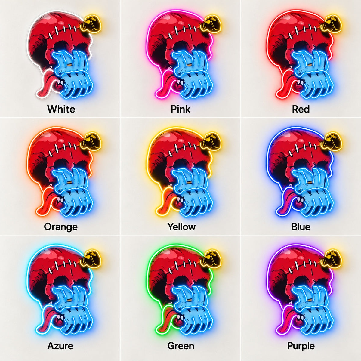 Zombie Skull Hand LED Neon Sign - nine-color grid