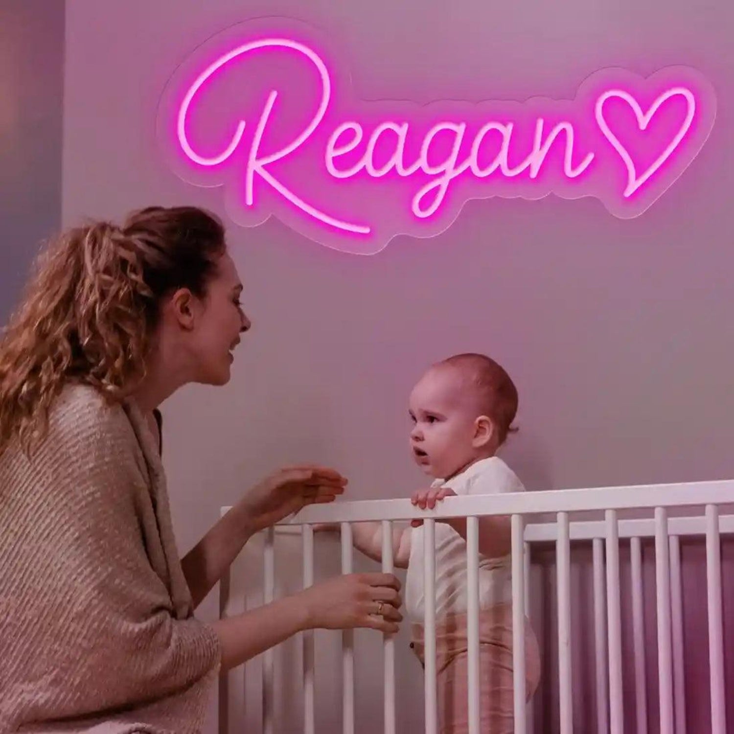 Reagan Pink Heart Led Neon Sign For Nursery Room Decor | Shineneon