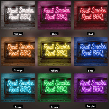 Real Smoke Real Bbq LED Neon Sign - 05 Color Grid