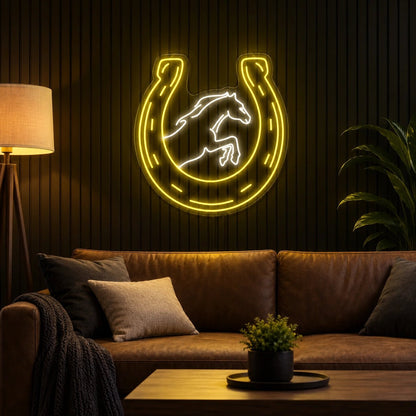 Rearing Horse In Horseshoe LED Neon Sign - Shineneon