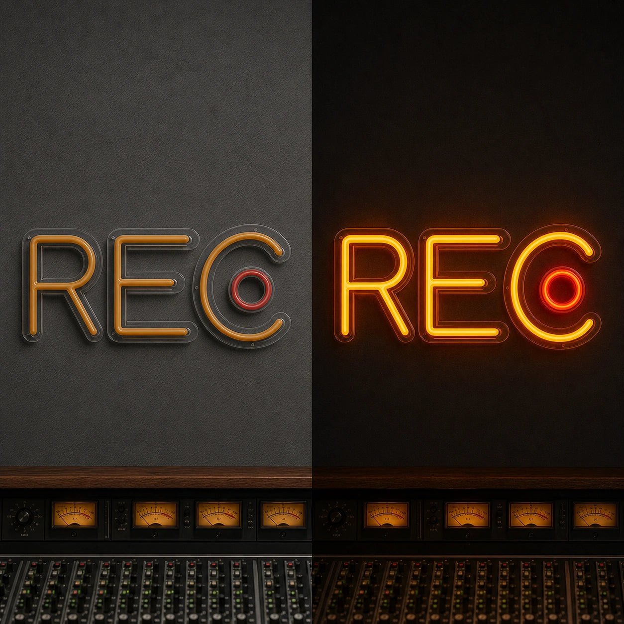 Rec LED Neon Sign Garage Man Cave Neon Sign day and night comparison