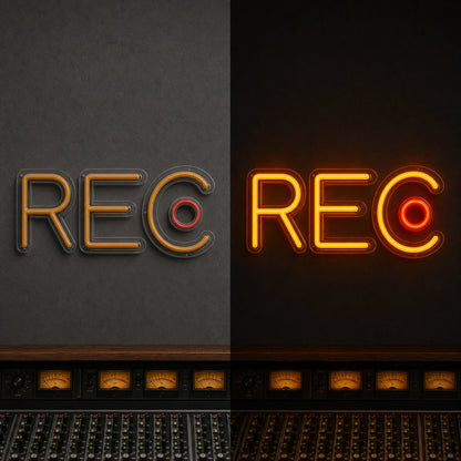 Rec LED Neon Sign Garage Man Cave Neon Sign day and night comparison