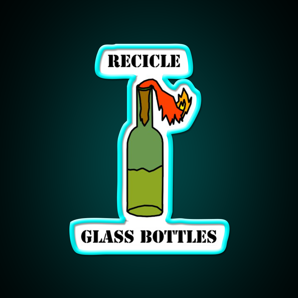 Recicle Glass Bottles Cocktail Bar Decor Led Neon Sign Rgb Color - Size and dimension reference