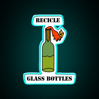Recicle Glass Bottles Cocktail Bar Decor Led Neon Sign Rgb Color - Size and dimension reference