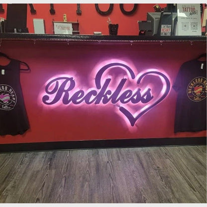 Reckless With Love 3D Backlit Channel Letters Led Light Sign - Shineneon