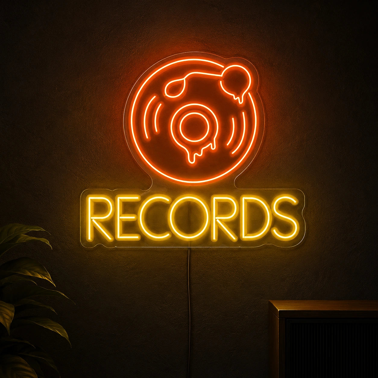 Records Dripping Vinyl LED Neon Sign main product image
