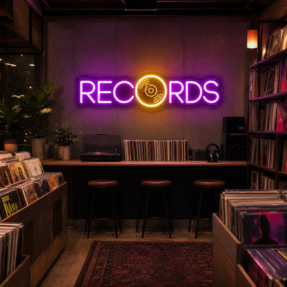 Records LED Neon Sign Garage Man Cave Neon Sign size image