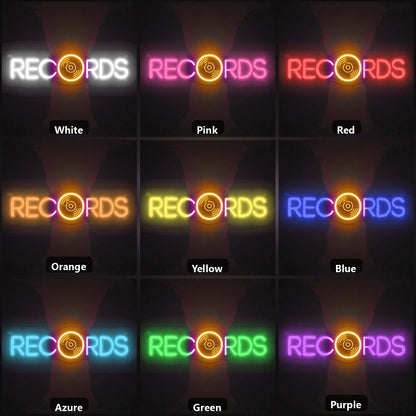 Records LED Neon Sign Garage Man Cave Neon Sign color grid