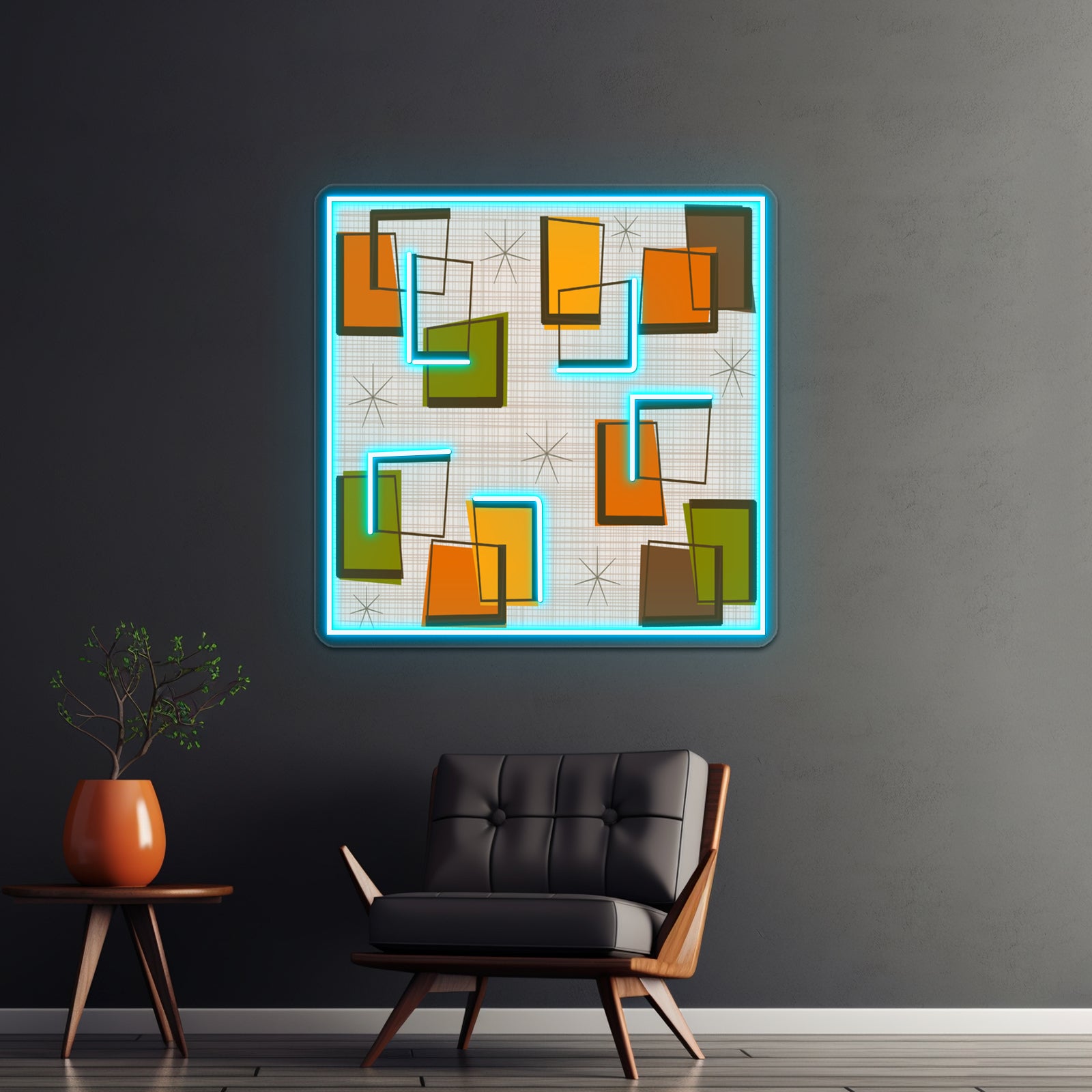 Rectangles And Stars Midcentury Wall Artwork Neon Signs | Shineneon