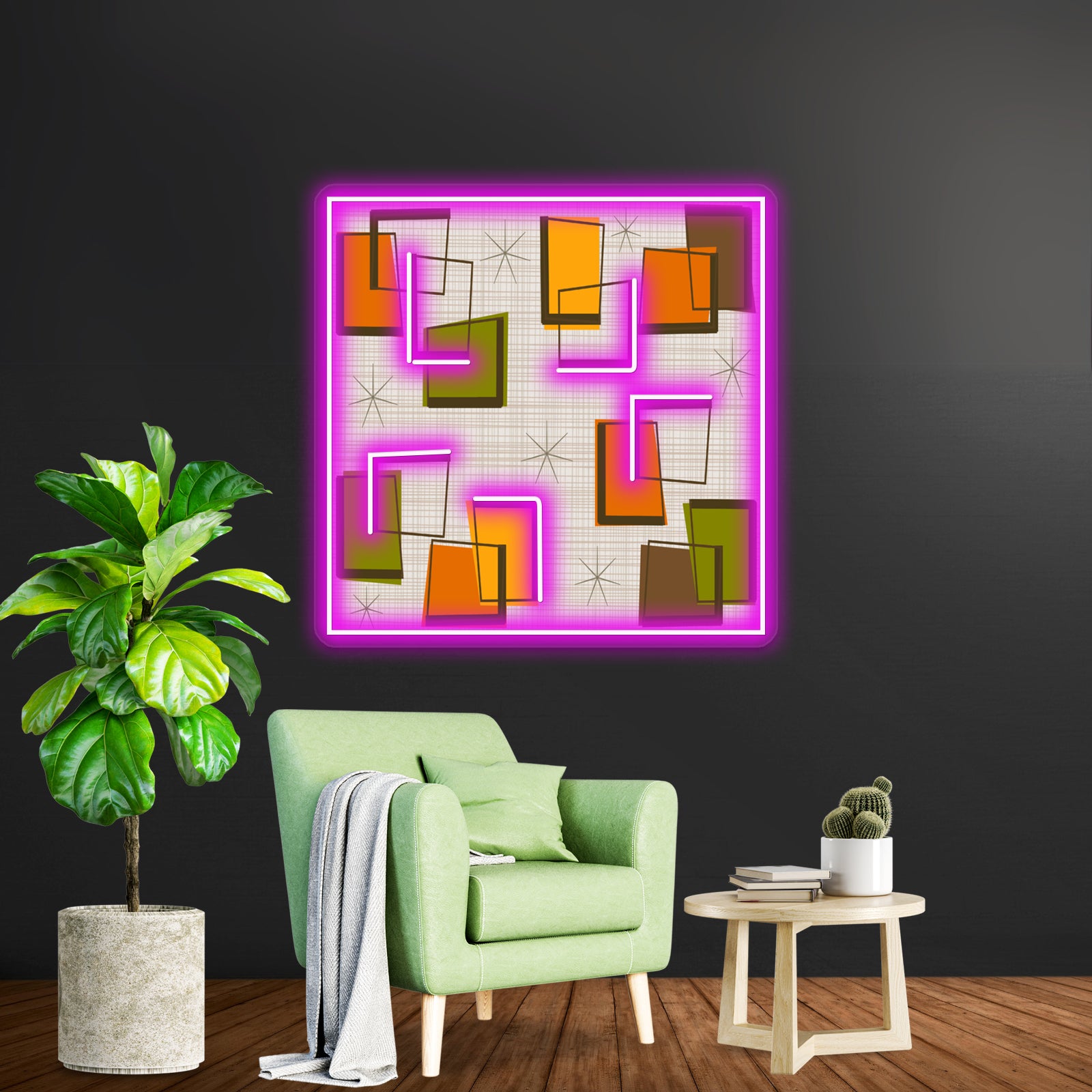 Rectangles And Stars Midcentury Wall Artwork Neon Signs | Shineneon