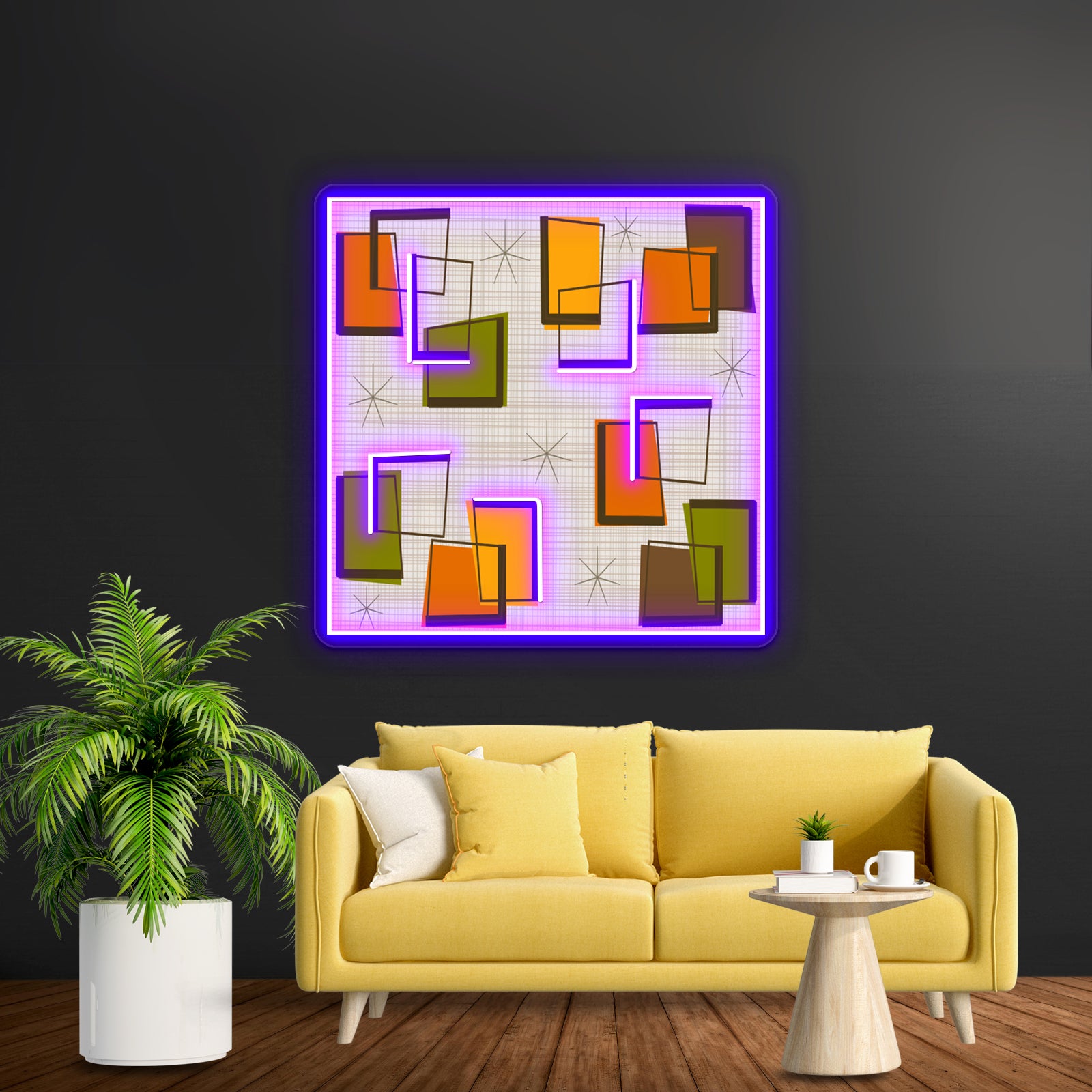 Rectangles And Stars Midcentury Wall Artwork Neon Signs | Shineneon