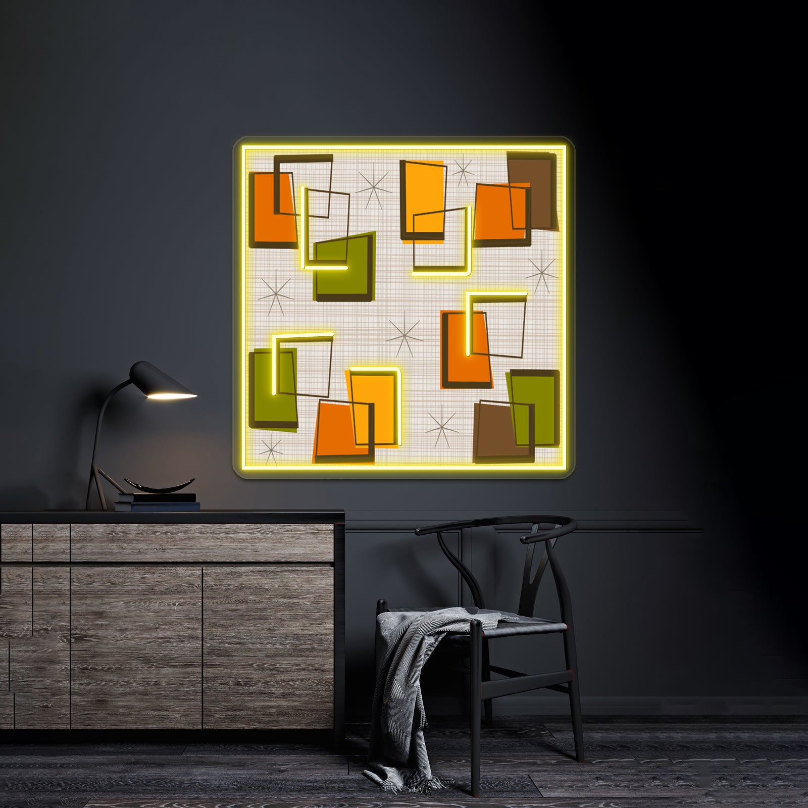 Rectangles And Stars Midcentury Wall Artwork Neon Signs | Shineneon