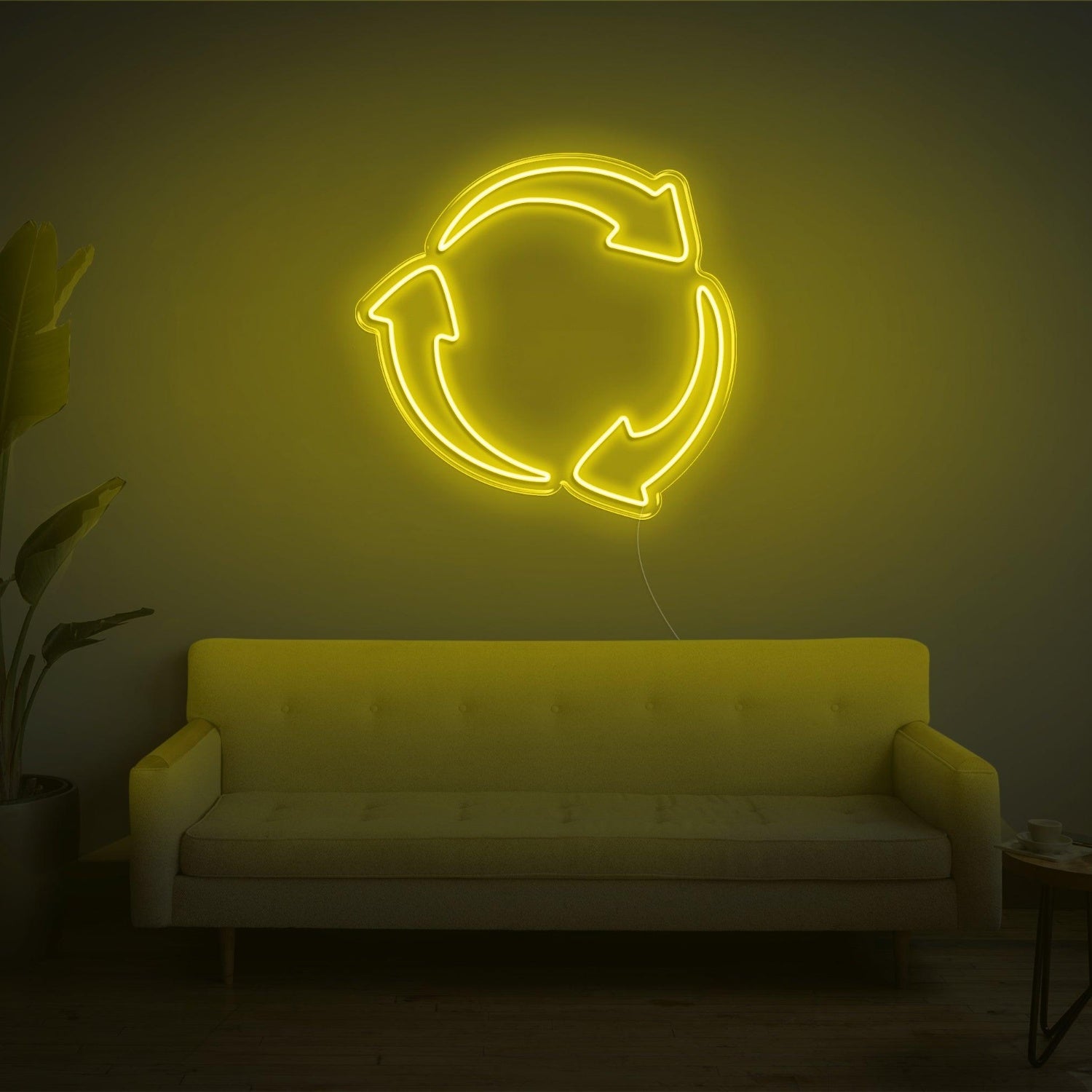 Recycle Bright Yellow Arrow Led Neon Sign For Eco-Friendly Spaces | Shineneon