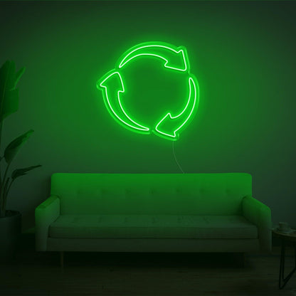 Recycle Bright Yellow Arrow Led Neon Sign For Eco-Friendly Spaces | Shineneon