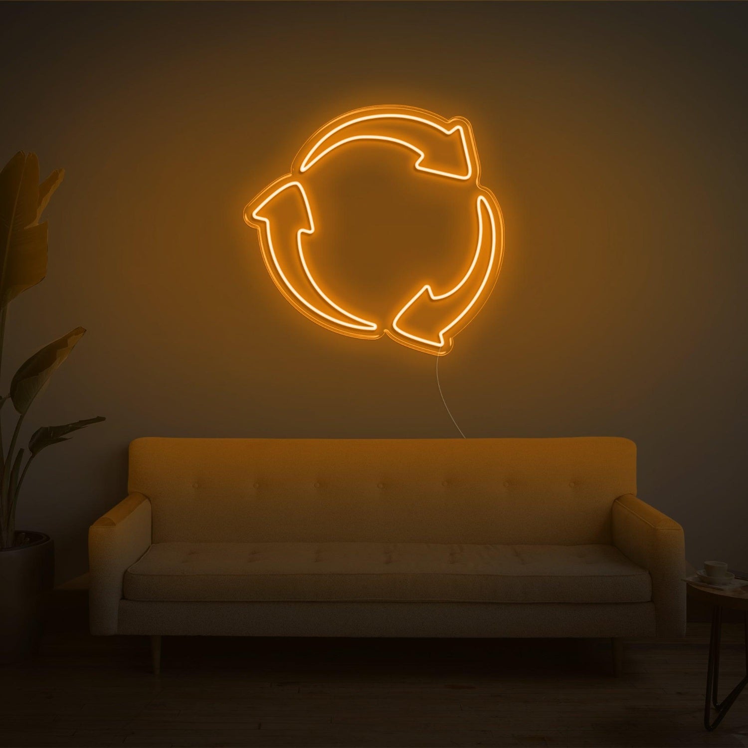 Recycle Bright Yellow Arrow Led Neon Sign For Eco-Friendly Spaces | Shineneon