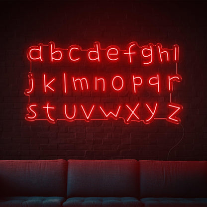 Red A-Z Lowercase Led Neon Sign For Home Cafe Bar Wall Art | Shineneon