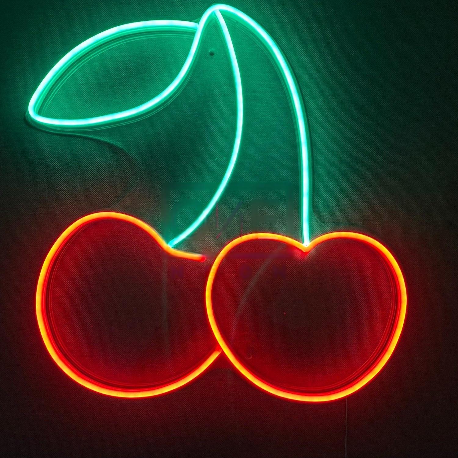 Red And Green Cherry Led Neon Sign For Home Bar Cafe Decor | Shineneon