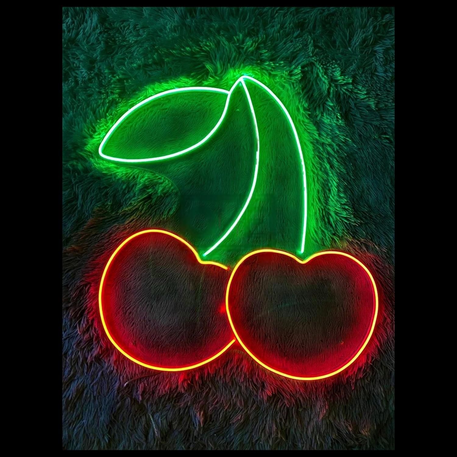 Red And Green Cherry Led Neon Sign For Home Bar Cafe Decor | Shineneon