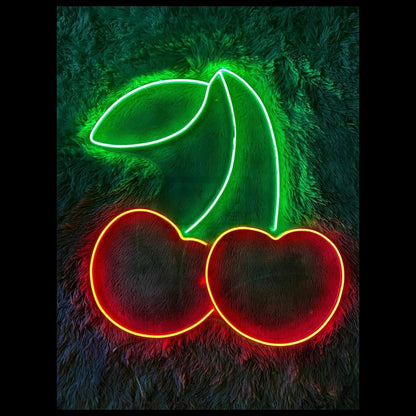 Red And Green Cherry Led Neon Sign For Home Bar Cafe Decor | Shineneon