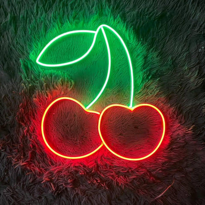 Red And Green Cherry Led Neon Sign For Home Bar Cafe Decor | Shineneon