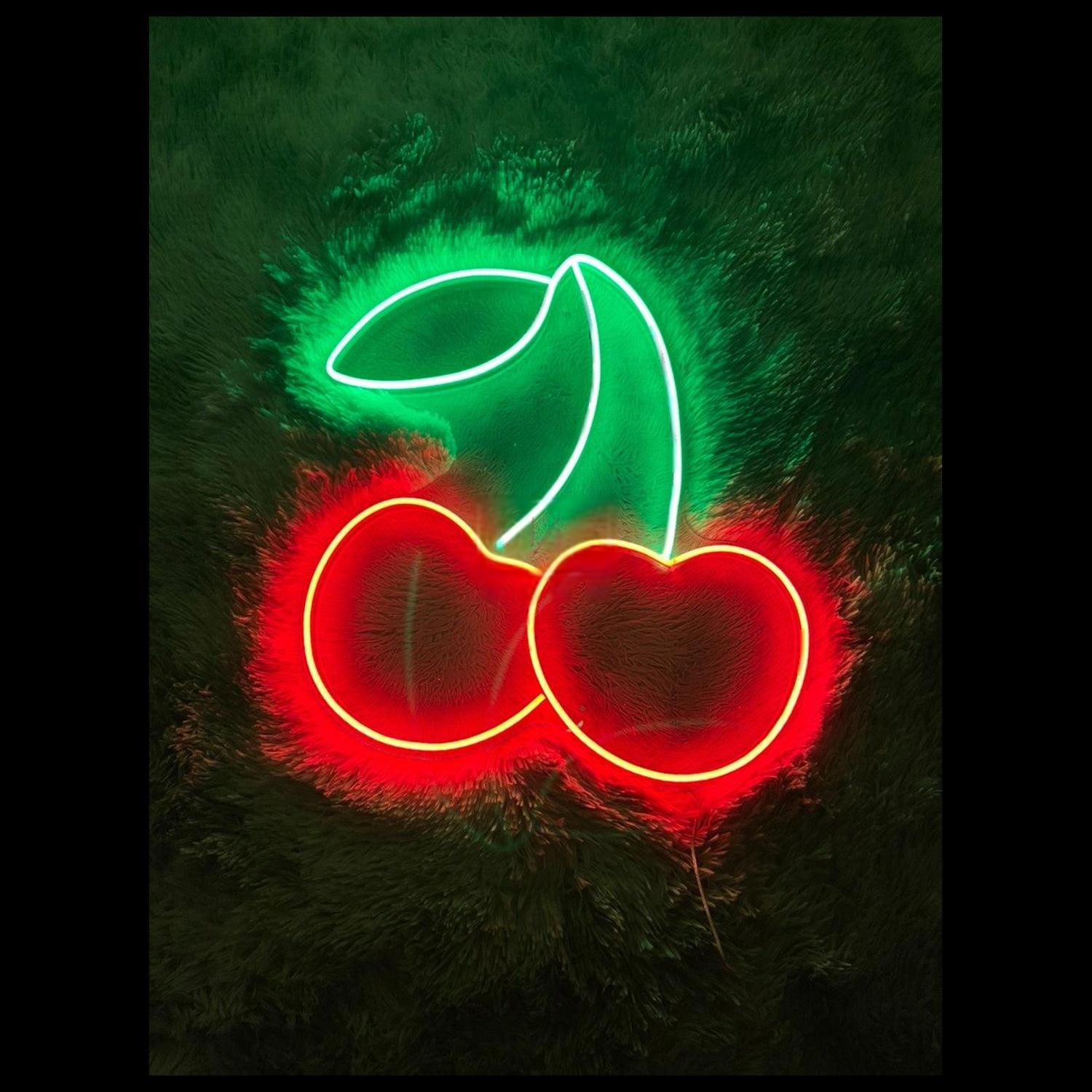 Red And Green Cherry Led Neon Sign For Home Bar Cafe Decor | Shineneon