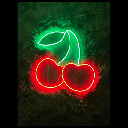 Red And Green Cherry Led Neon Sign For Home Bar Cafe Decor | Shineneon