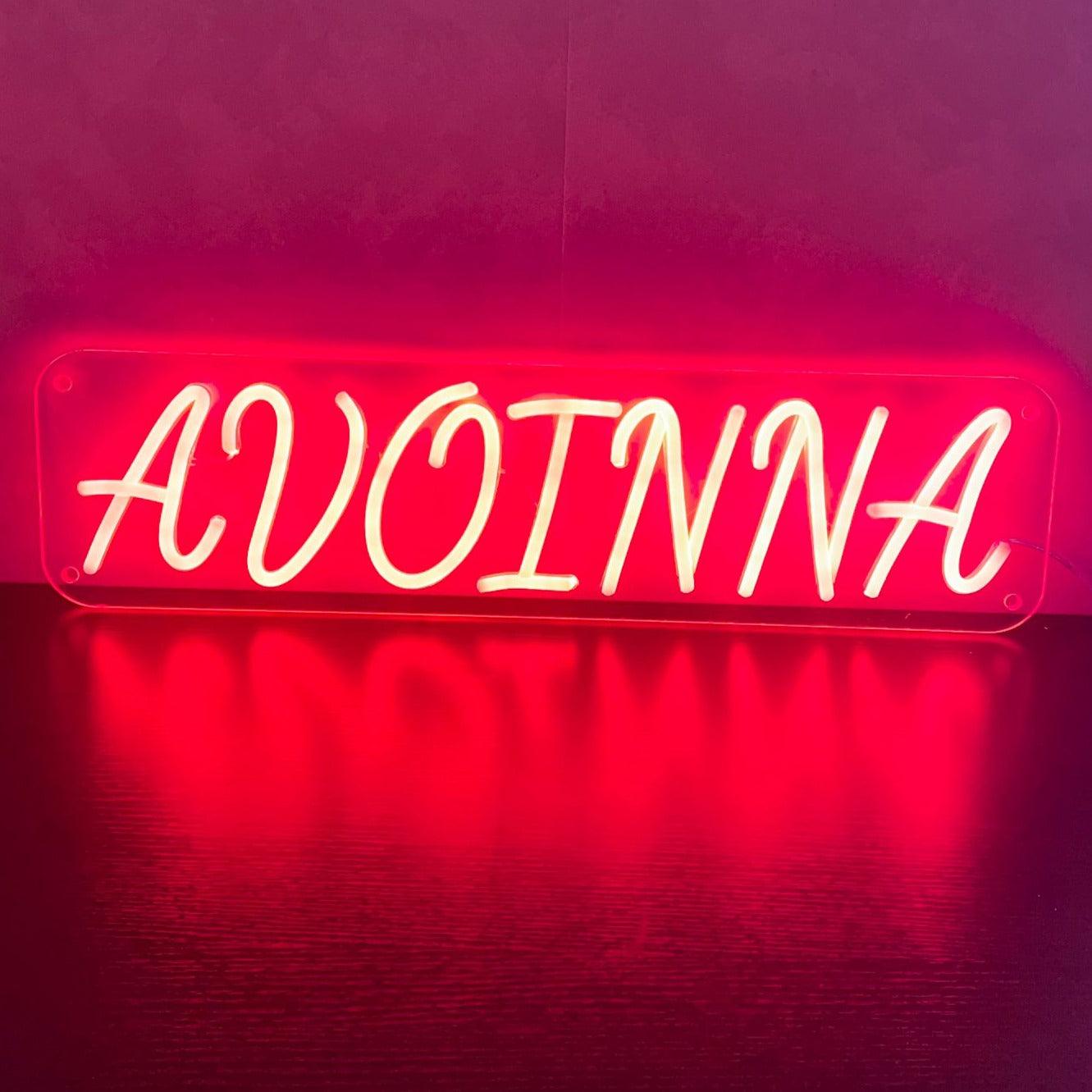 Red And White Glowing Avoinna Led Neon Sign For Shop Decor Home Studio | Shineneon