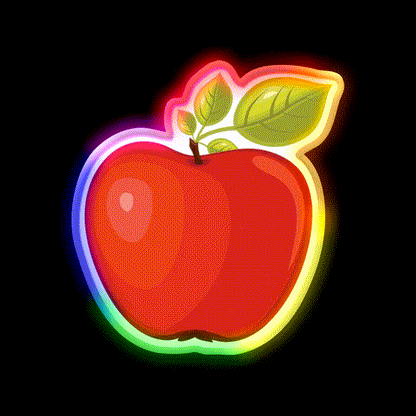 Red Apple Snack Food Led Neon Sign Rgb Color - LED neon sign close-up detail