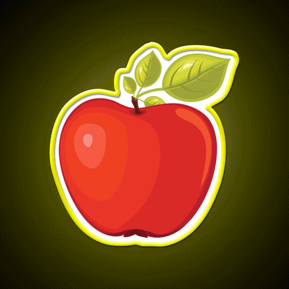 Red Apple Snack Food Led Neon Sign Rgb Color - Custom LED neon sign front view