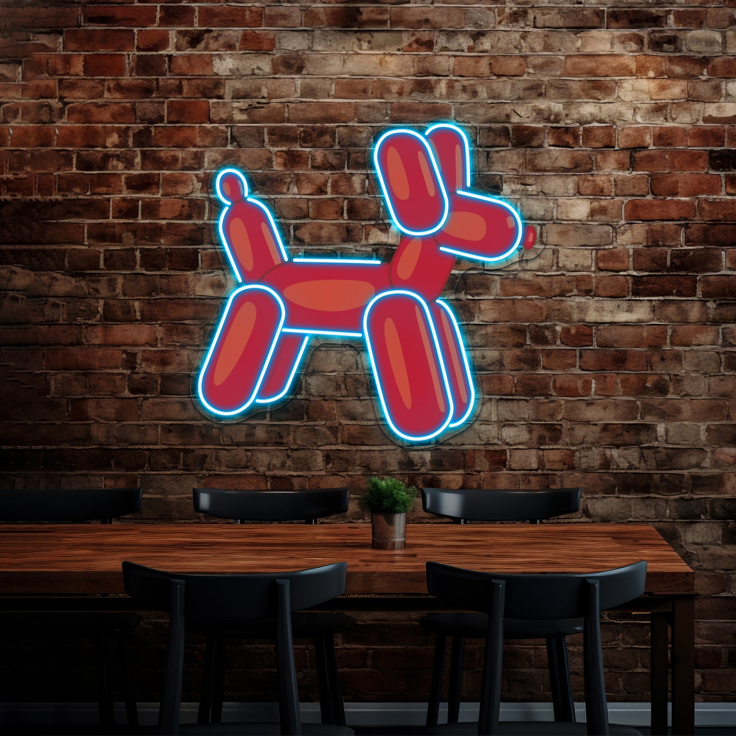 Red Balloon Animal Artwork Led Signs For Room