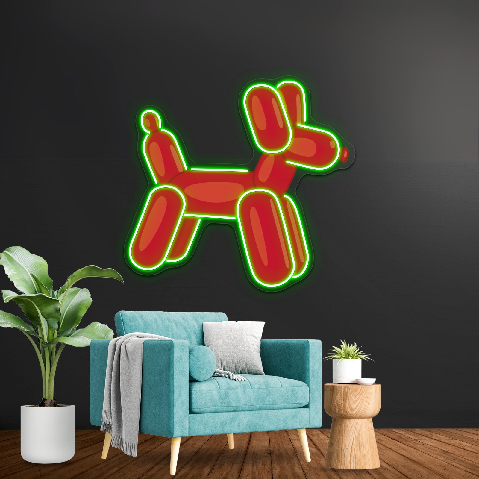 Red Balloon Animal Artwork Led Signs For Room | Shineneon
