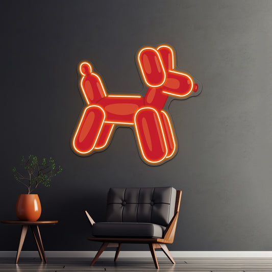 Red Balloon Animal Artwork Led Signs For Room