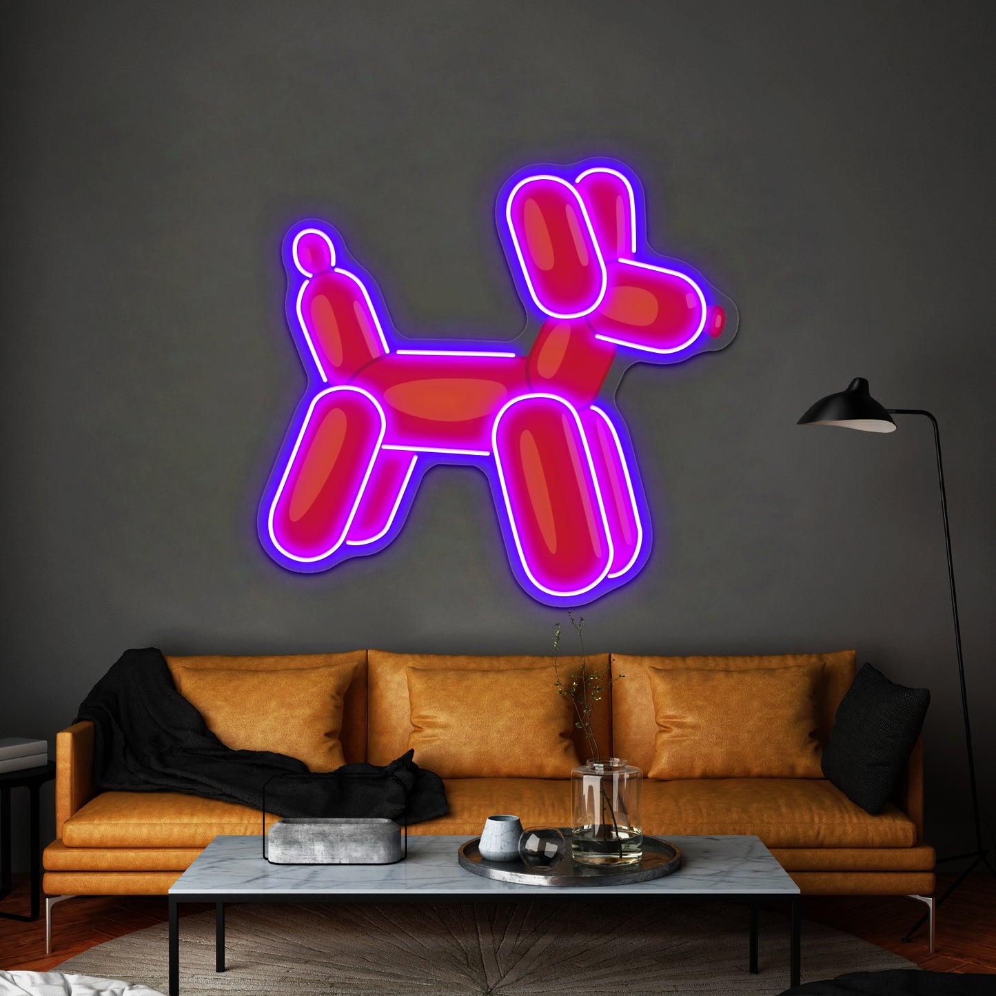 Red Balloon Animal Artwork Led Signs For Room