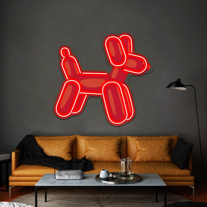 Red Balloon Animal Artwork Led Signs For Room