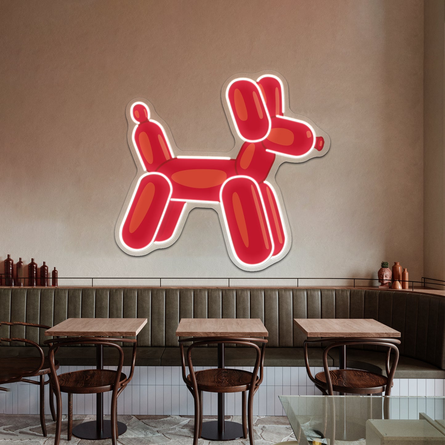 Red Balloon Animal Artwork Led Signs For Room