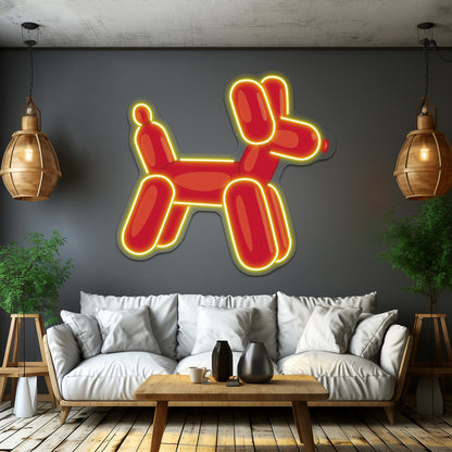 Red Balloon Animal Artwork Led Signs For Room