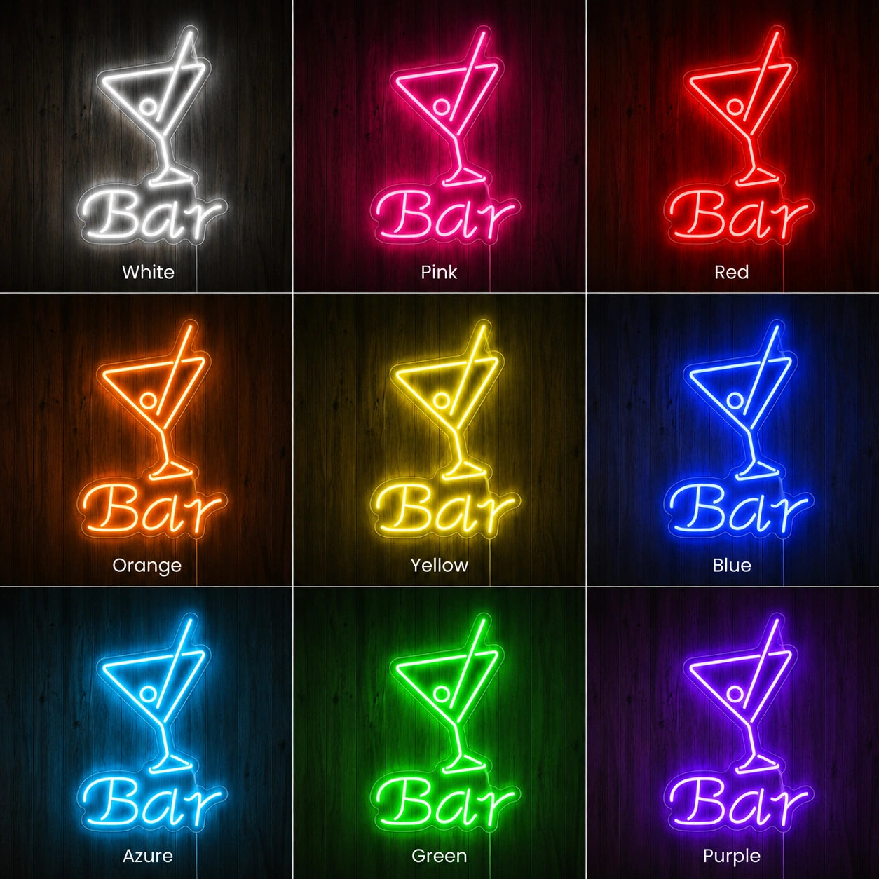 Red Bar Martini Neon Sign LED Neon Sign color grid
