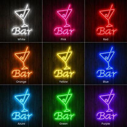 Red Bar Martini Neon Sign LED Neon Sign color grid