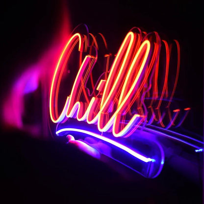 Red Blue Handwritten Chill Led Neon Sign For Bar Cafe Decor | Shineneon