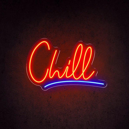 Red Blue Handwritten Chill Led Neon Sign For Bar Cafe Decor | Shineneon