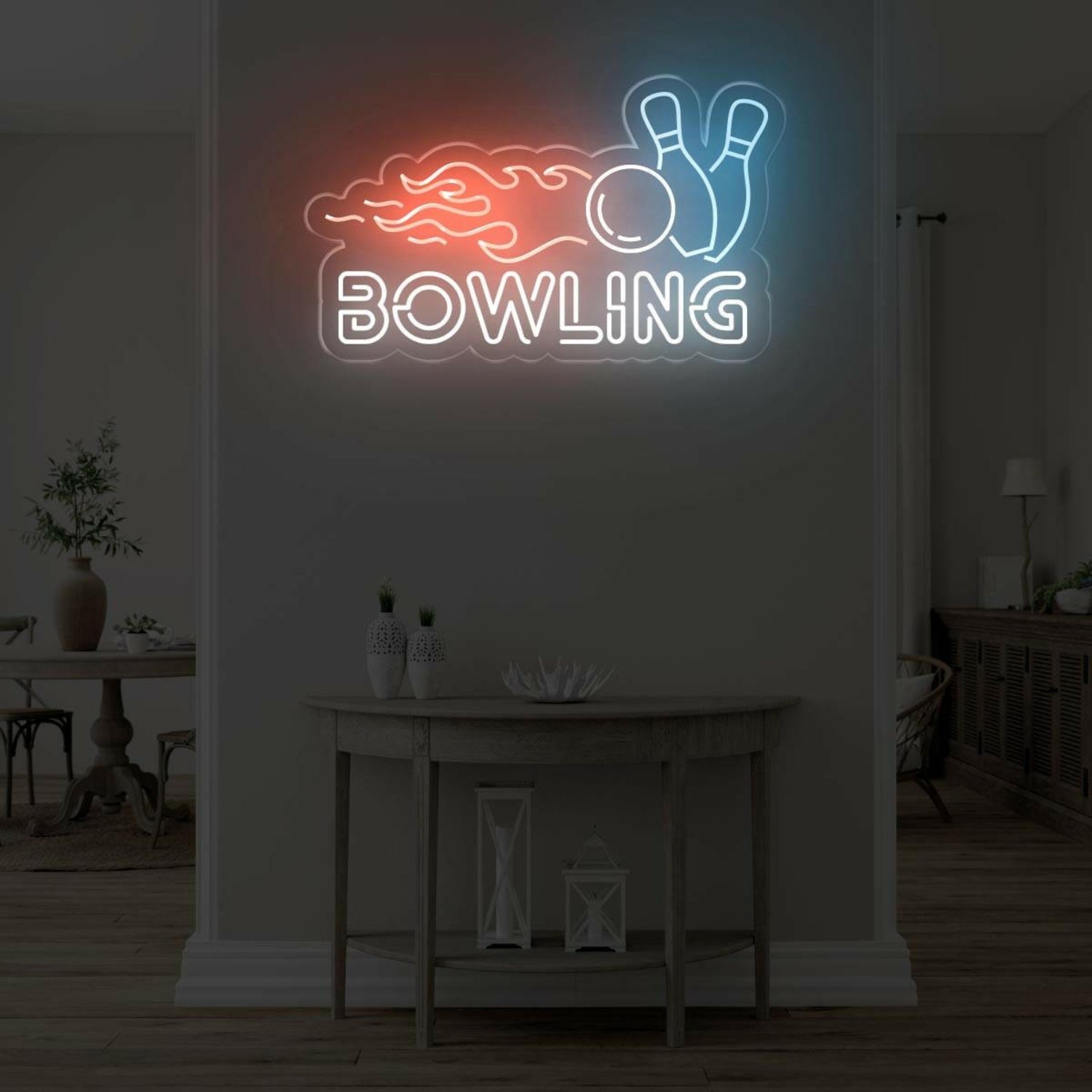 Red Blue White Bowling Led Neon Sign For Alleys Game Room Decor | Shineneon