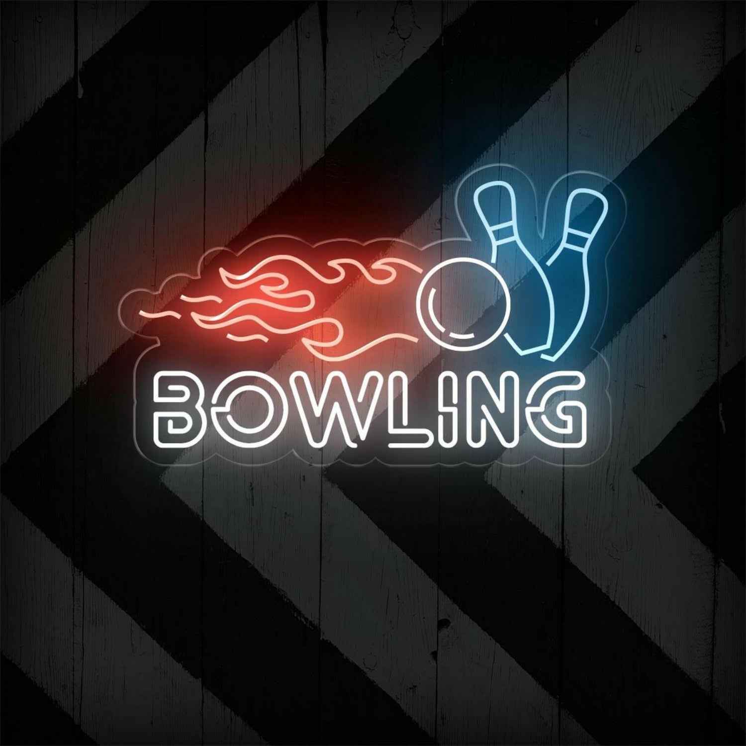 Red Blue White Bowling Led Neon Sign For Alleys Game Room Decor | Shineneon