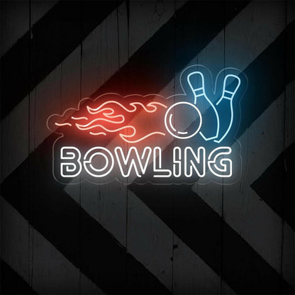 Red Blue White Bowling Led Neon Sign For Alleys Game Room Decor | Shineneon