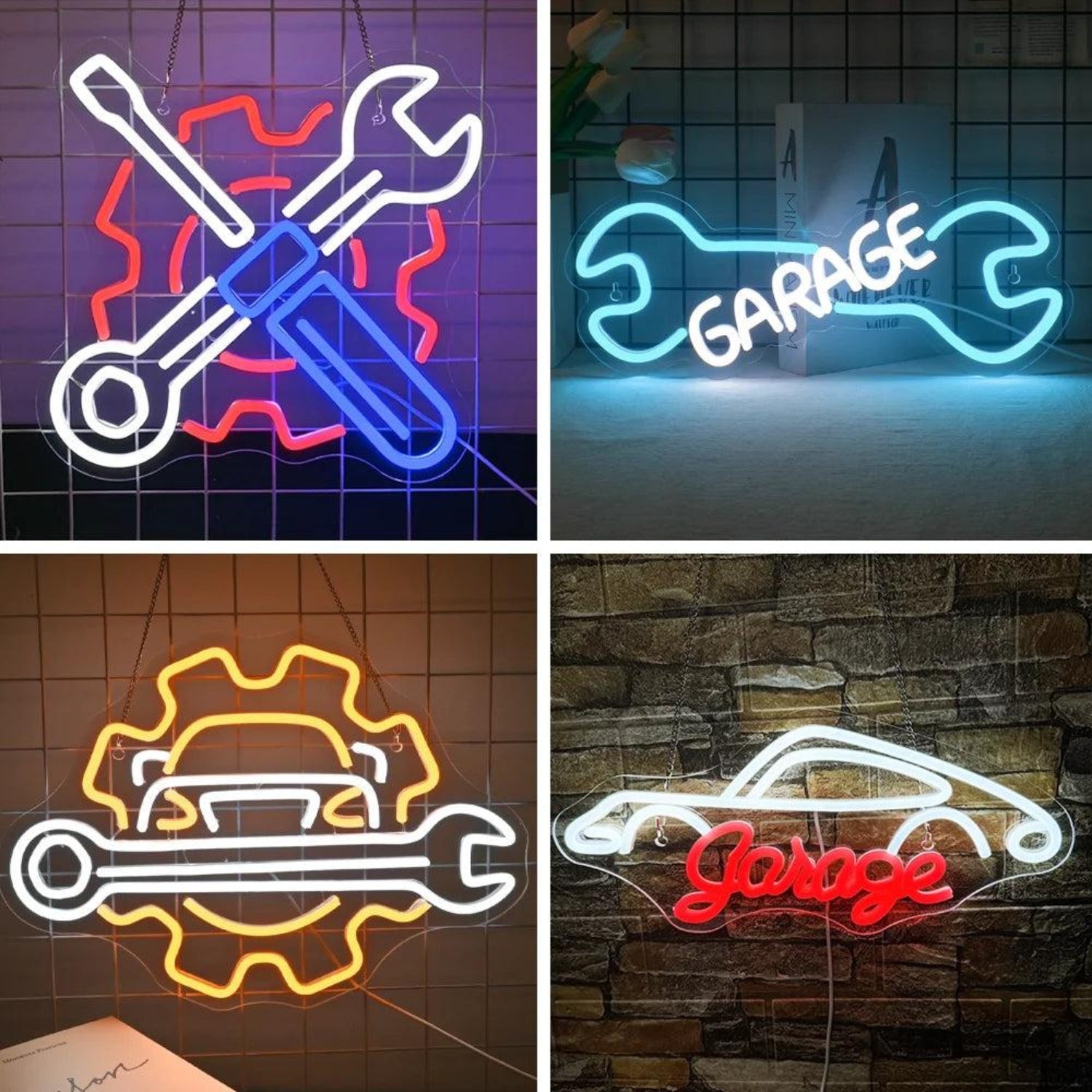 Red Blue White Industrial Garage Led Neon Sign For Auto Shop Decor | Shineneon