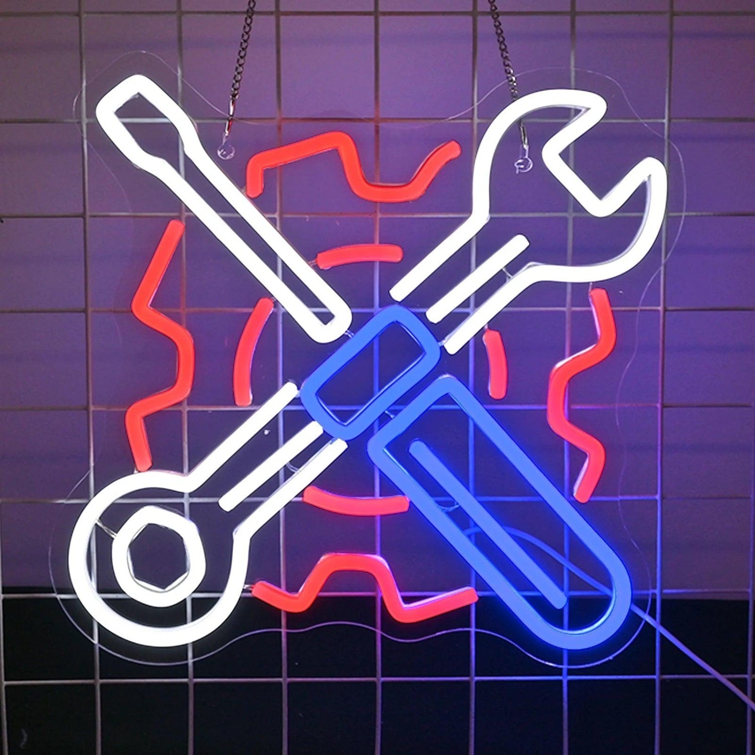 Red Blue White Industrial Garage Led Neon Sign For Auto Shop Decor | Shineneon