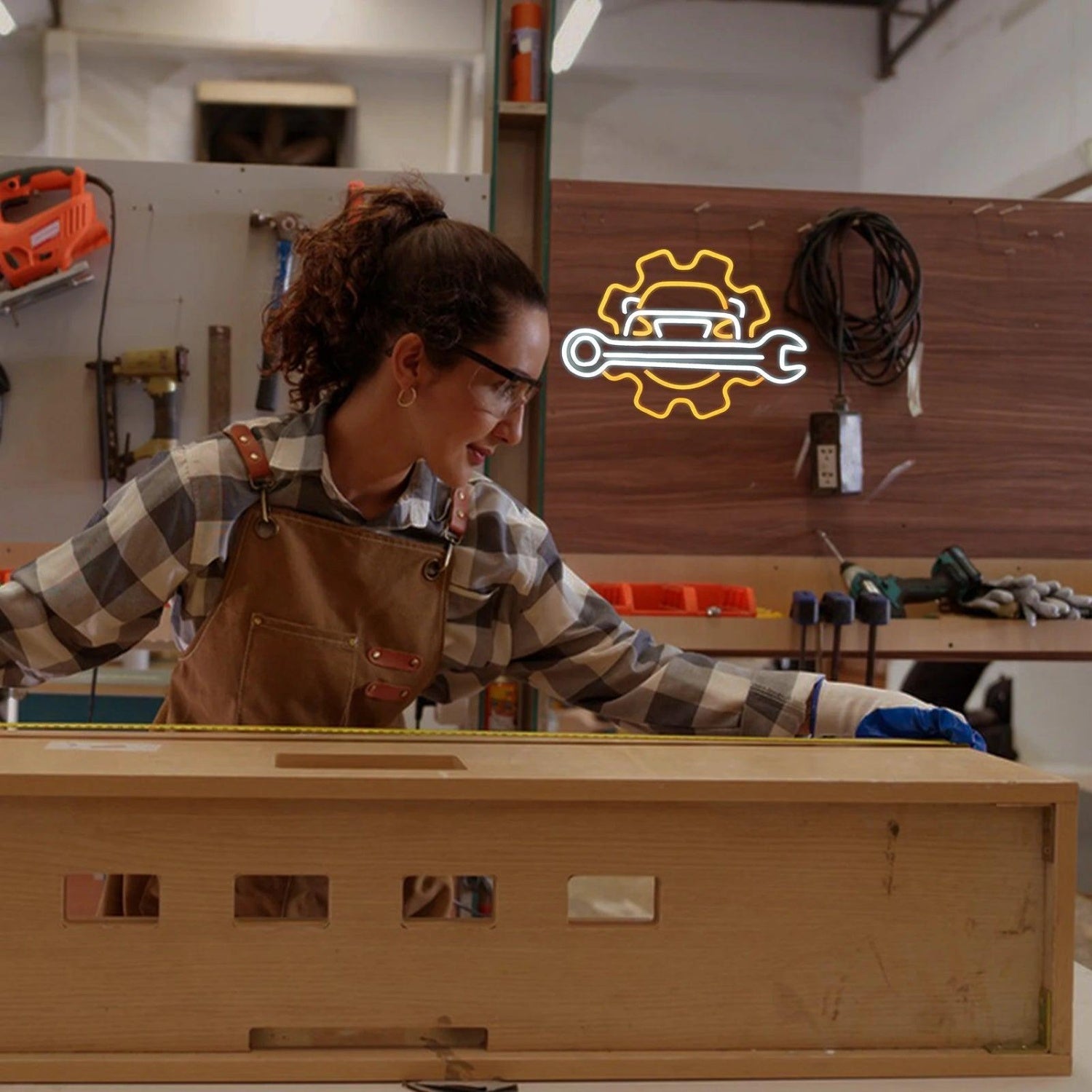 Red Blue White Industrial Garage Led Neon Sign For Auto Shop Decor | Shineneon