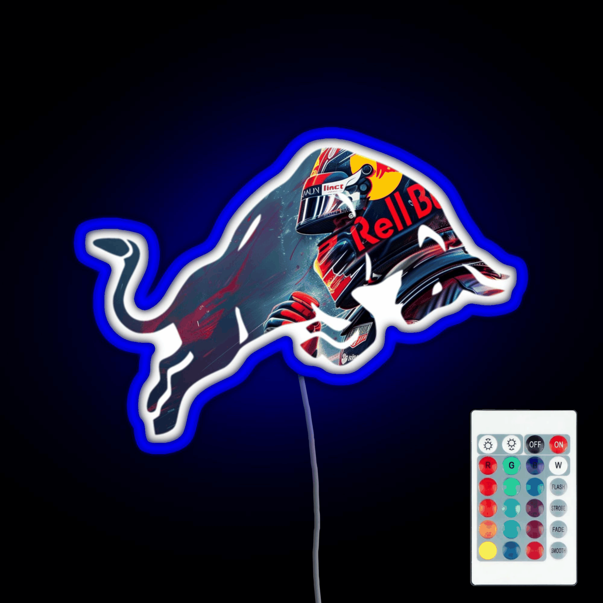 Red Bull Racing Verstappen Design Rgb Led Neon Sign Pop Wall Art